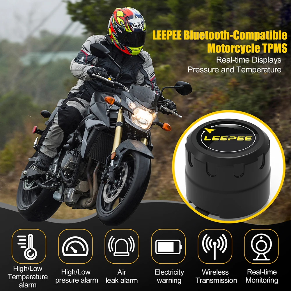 

Wireless Bluetooth-Compatible 4.0 5.0 Tire Pressure Sensor Monitor System Android/IOS General Motorcycle TPMS External Sensors
