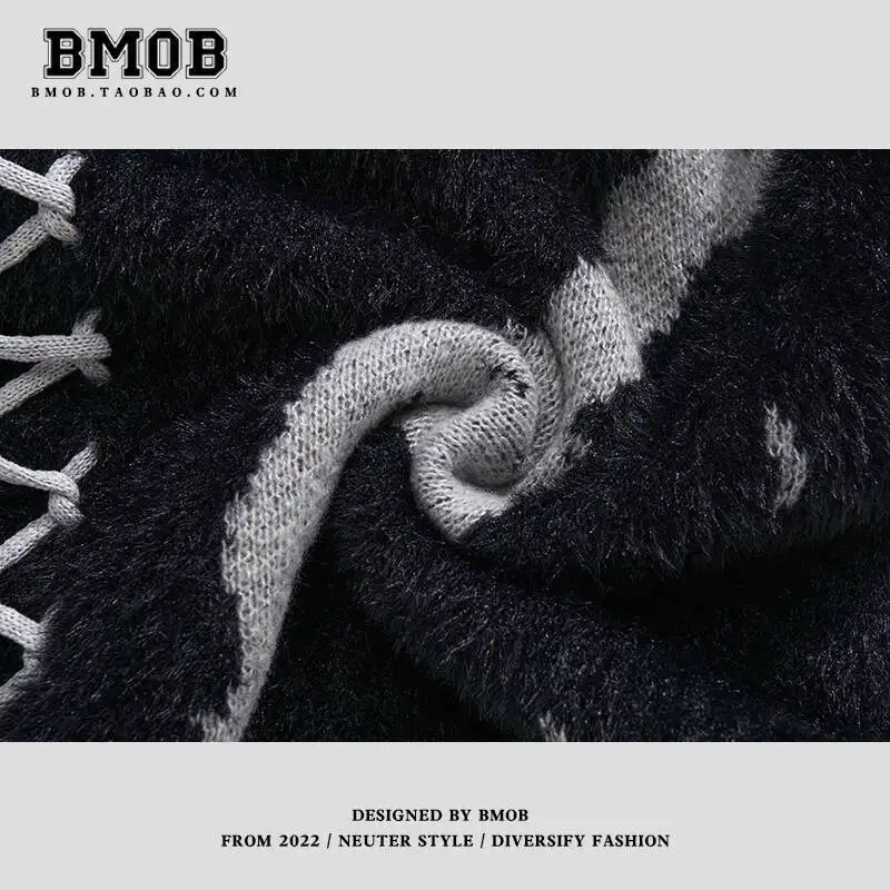 Unsiex Knitting Sweater 2025 New Unique Drawstring Sweater Man Women Oversize Dark Style High Street Hip Hop Edgy Knitwear