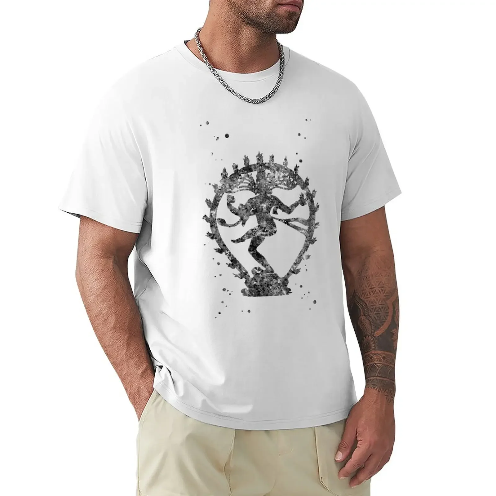 Animal Print Plain Mens Graphic T-shirts Hip Hop Nataraja, Shiva, The Lord of Dance, Watercolor Shiva, Lord Shiva T-Shirt Boys