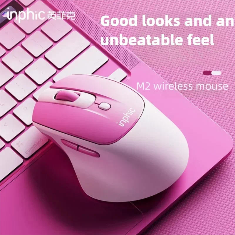 ماوس لاسلكي Inphic M2 قابل لإعادة الشحن 2.4G، أزرار نقرة منخفضة الضوضاء، ماوس كمبيوتر مريح #5