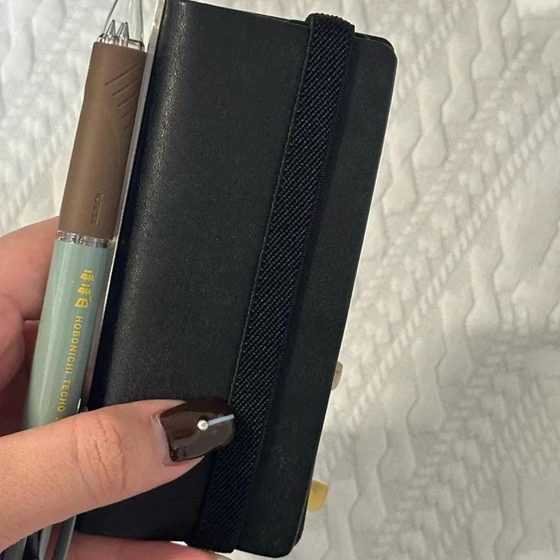 Girls' Black M2.5 Notebooks With Line Inner Pages Portable Soft Leather Planner For Children' Study Use As Mini Pocket Books