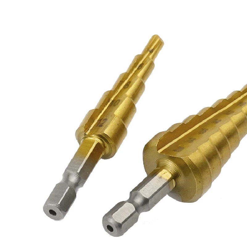 Punta da trapano a gradino da 4-32 mm con impugnatura esagonale Design a pagoda con scanalatura dritta per prestazioni e durata migliorate
