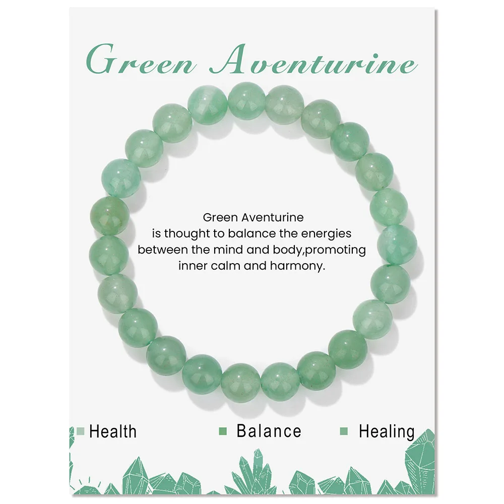 8MM Green Aventurine Bracelet Simple Natural Citrines Amethysts Stone Bead Stretch Bangle Handmade Jewelry Gift For Women Men