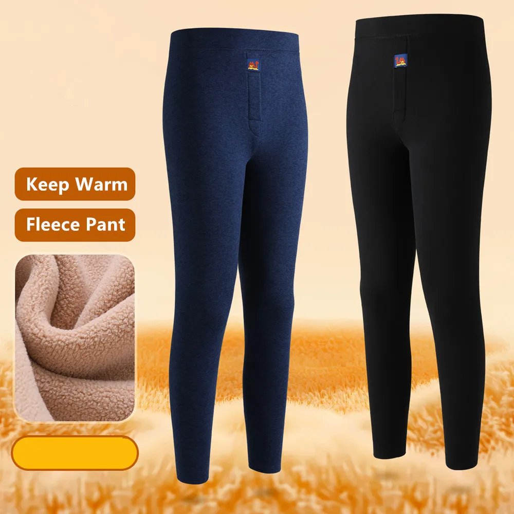 Men Fleece Lined Thermal Pants Stretch Winter Keep Warm Long Johns Thick Waist Elastic Base Layer Leggings Plus Size 8XL 125KG