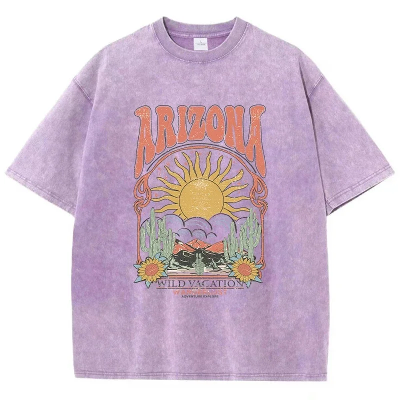 Fashion Women Cotton Washed T-Shirt Beautiful Arizona Wildlife Vacation Invites You Print Tops Casual Loose Tees Vintage Clothes