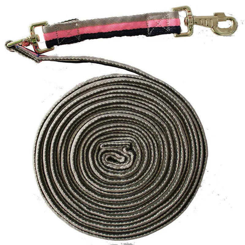 Soft Padded Mesh  Rein Horse Training Walking Aid Lunge Line Lead Rope 8M Cushion Web Swivels Ring