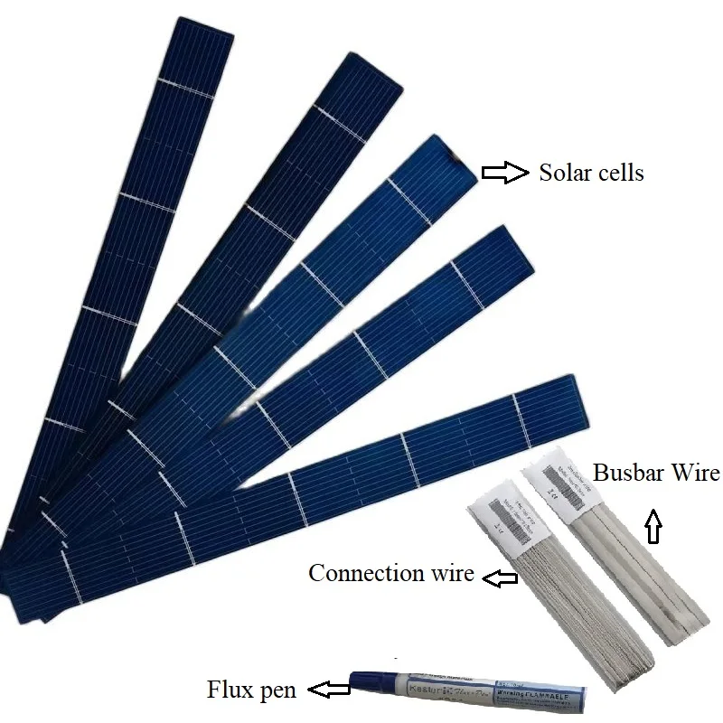 40pcs Solar Cells Polycrystalline Silicon 156mm x14mm  For DIY 18V Solar Panels Give enough Connection soldering wire for free