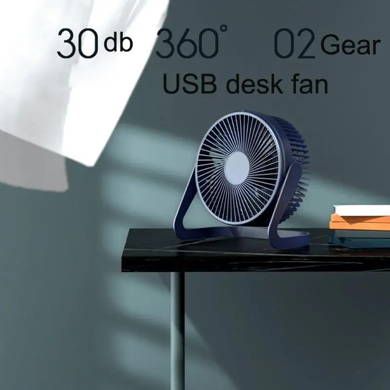 Y1UB 5/6/8In 360° Rotate USB Desk Fan with ON OFF Switch 2 Speeds Air Cooling Fan for Home Office Desktop Car Outdoor Travel