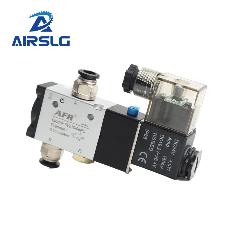 3 Way Port 2 Position 3V210-08 Normally Closed DC12V 24V AC220V Pneumatic Air Solenoid Valve Electric Control Gas Magnetic Valve