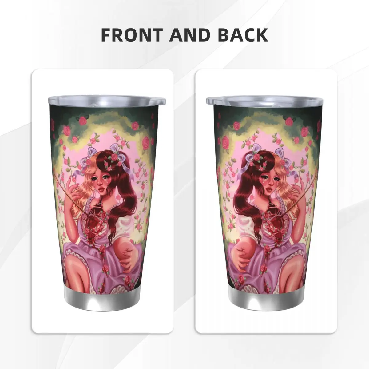 Melanie Martinez Insulated Tumbler with Straws Crybaby Music Stainless Steel Thermal Mug Office Home Car Bottle Cups, 20oz