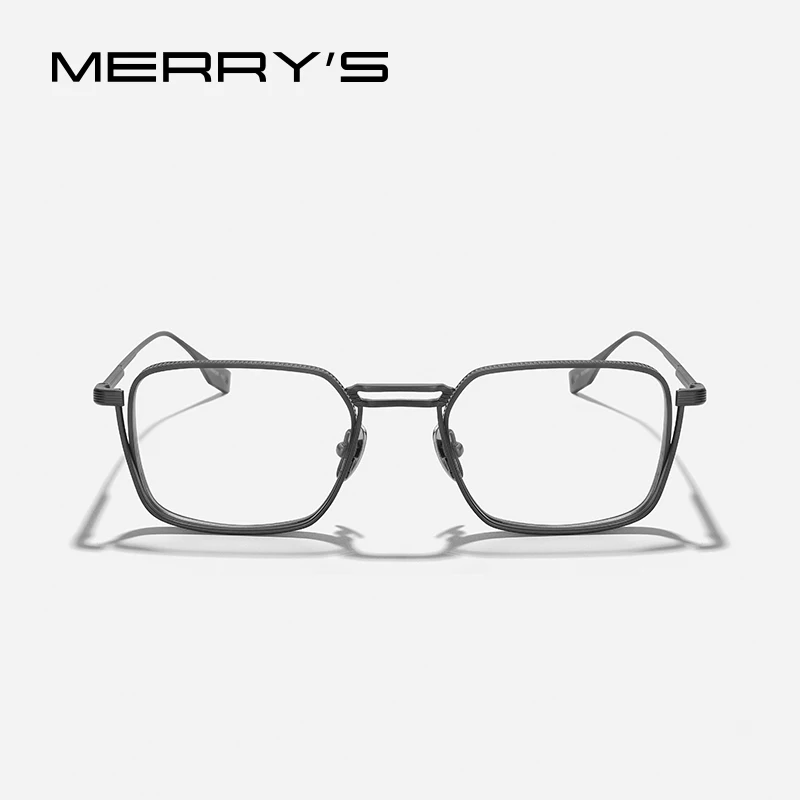MERRYS DESIGN Pure Titanium Glasses Frame For Men Classic Square Prescription Eyeglasses Ultra Light Optical Eyewear S2625