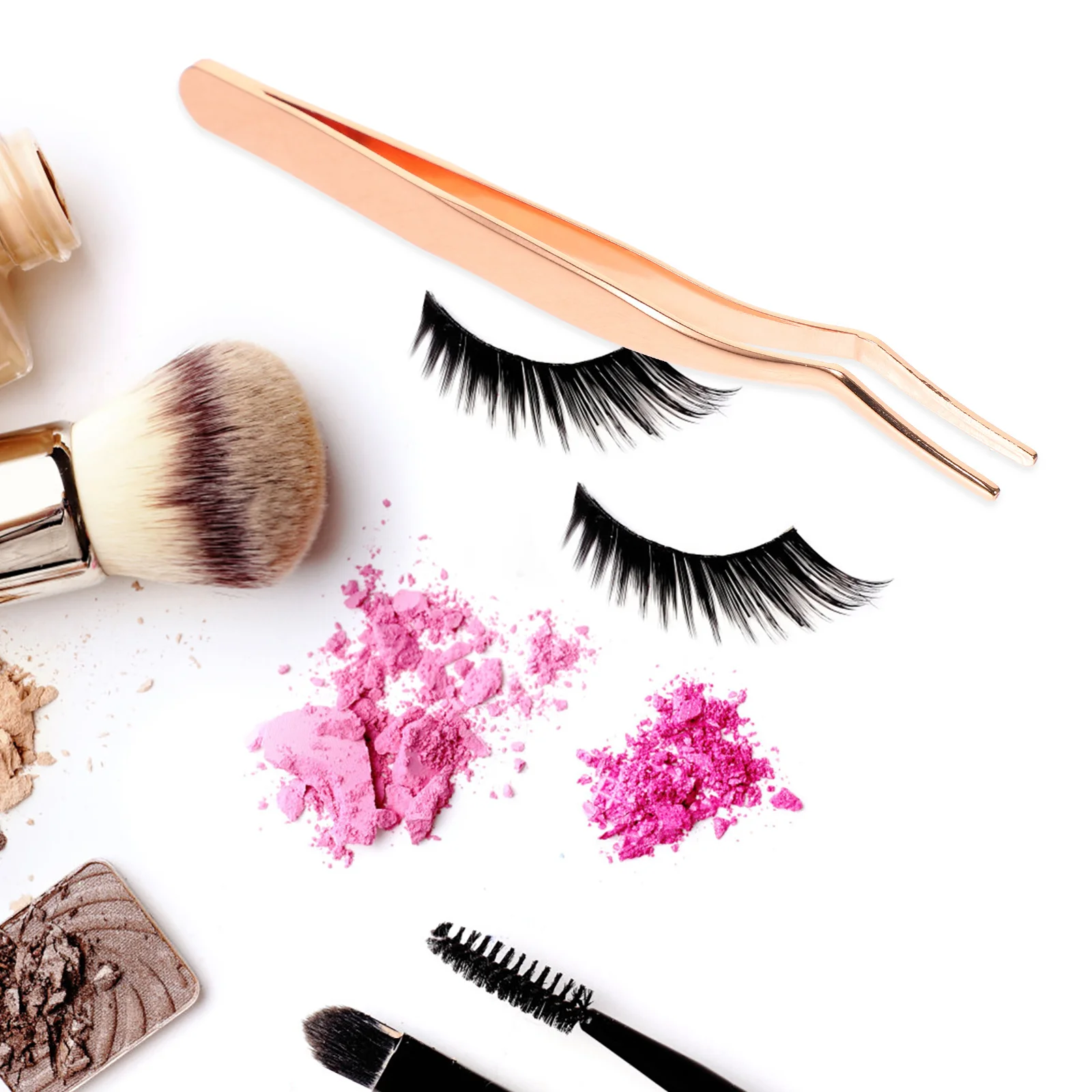 Herramienta aplicadora de extensión de pestañas compacta, pinzas para pestañas postizas de acero inoxidable con punta curva para un ajuste preciso del uso