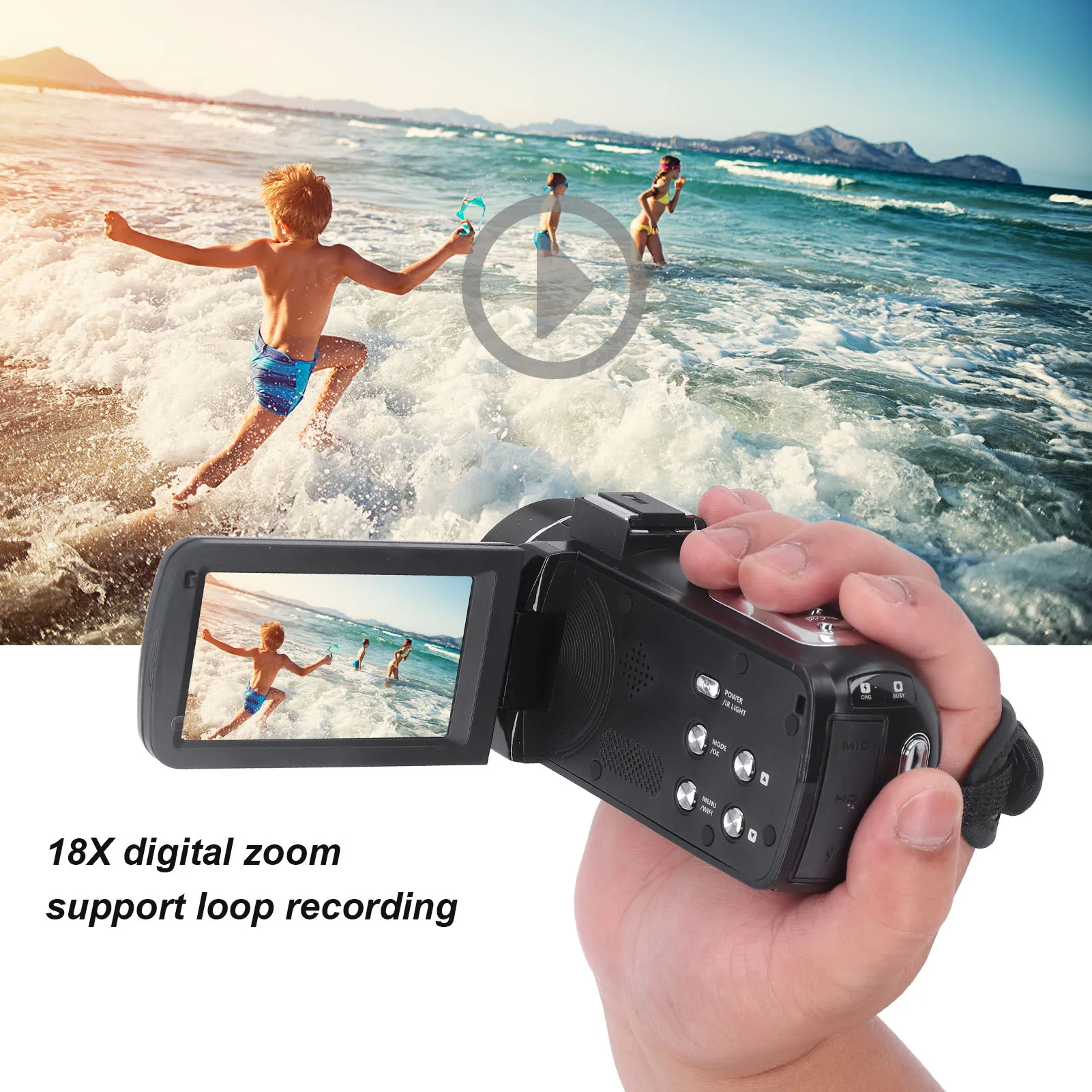 

4K Ultra HD Video Camera Video Camera Camcorder 3 Inches Digital Zoom Loop Recording for Outdoor Travel for Education Industry