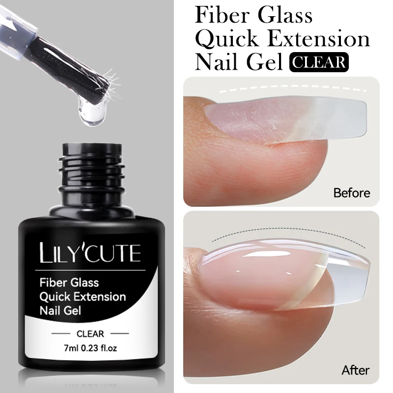 LILYCUTE 7ML Fiber Glass Construction Gel Nail Polish for Nail Extension Broken Nail Repaired Fiberglass Clear UV Gel Varnishes