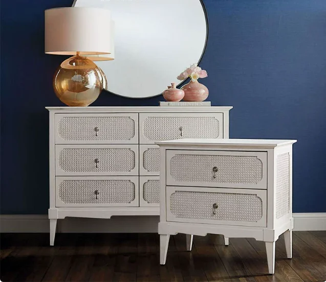 Bedside table pastoral bedside cabinet lamp cabinet bedroom rattan storage cabinet small square side cabinet