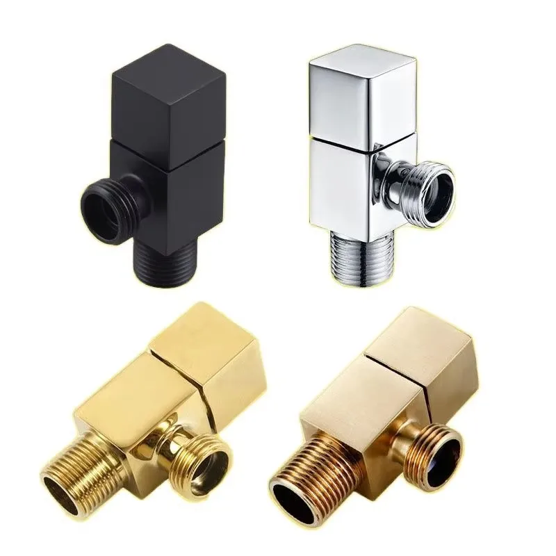 Solid Brass Grey/Black Triangle Valve Bathroom Accessory 1/2*1/2 Suqare Toilet Angle Valve Filling Valve