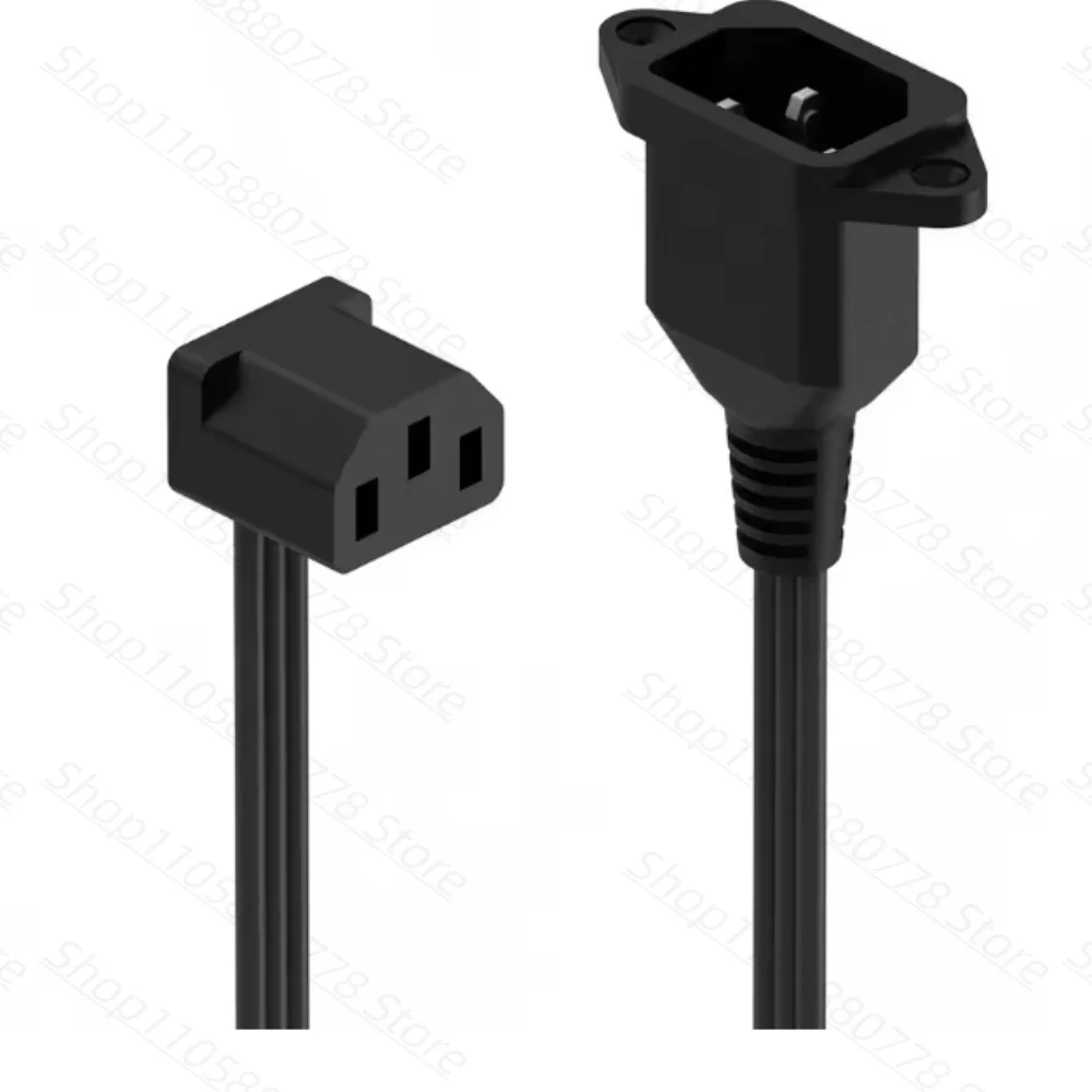 COOJ Computer Power Supply 90 Degree Elbow Extension Cable Ultra-thin and Ultra Soft Male and Female Plug Three Hole C13 To C14