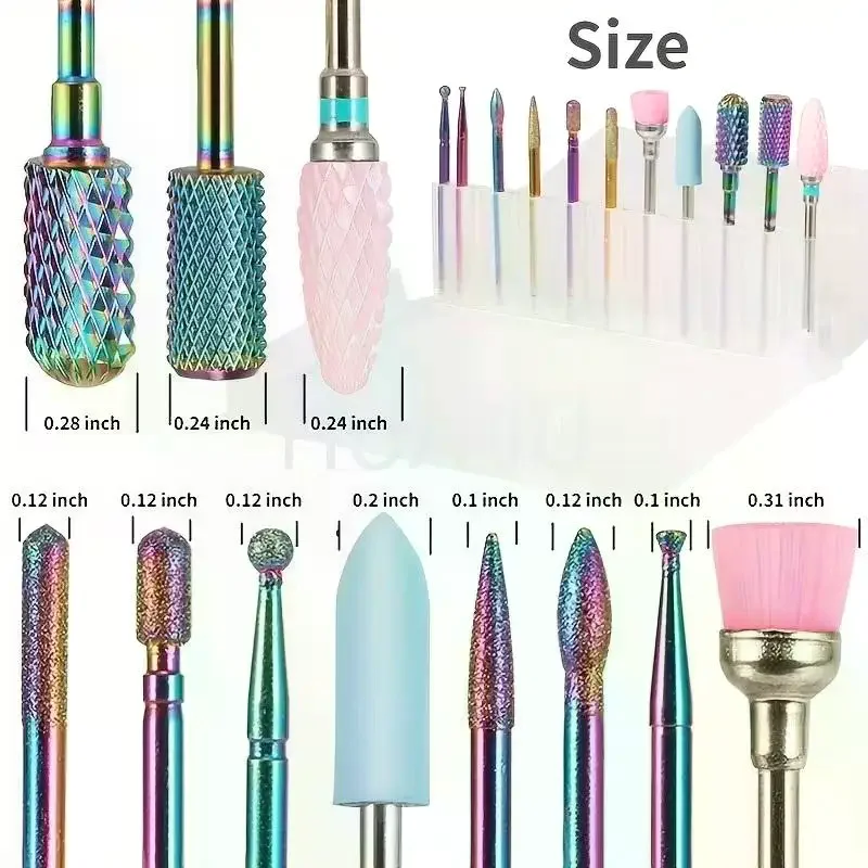 11 Pcs/box Professional Ceramic Nail Drill Bit Set Electric Manicure Nail File Bit For Acrylic Gel Nails And Cuticles