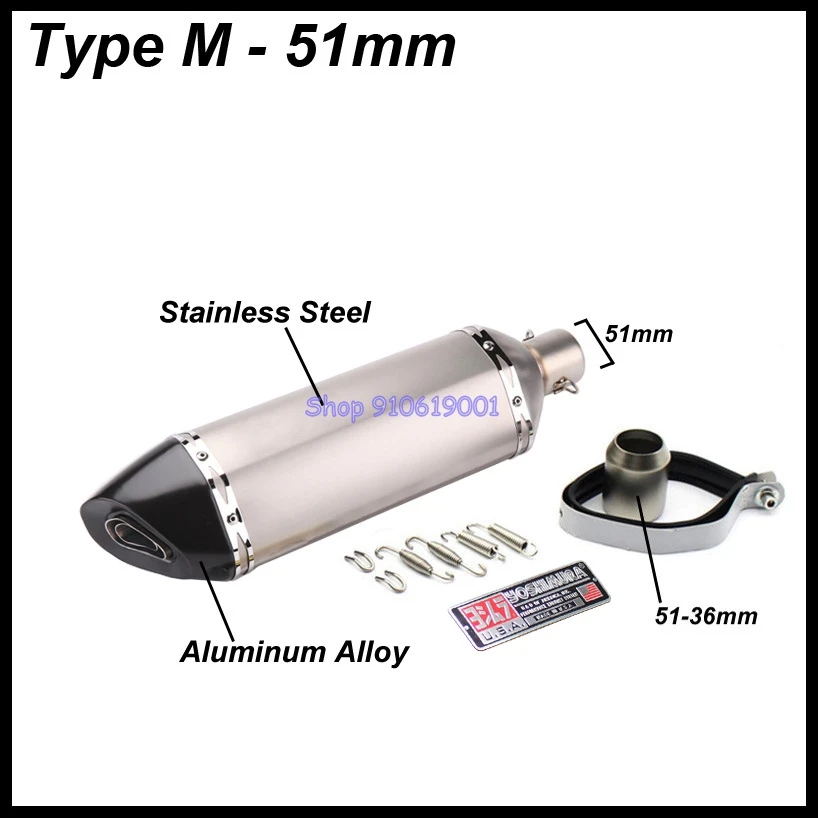 Inlet 51mm 61mm Motorcycle Exhaust Pipe Modified Yoshimura Muffler DB Killer Universal for TMAX NMAX PCX XMAX FZ8 FZ6N R6 R3 etc