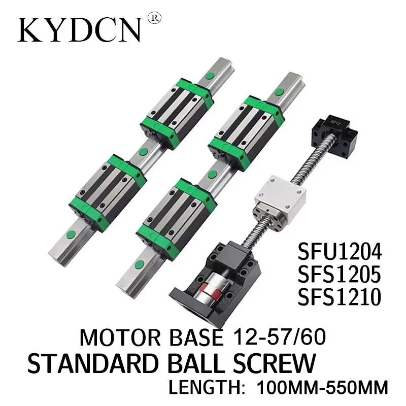 

SFU1204 SFS1205 SFS1210 Length 100-550MM high precision ball screw motor seat set plus 2 sets of standard HGH linear guide