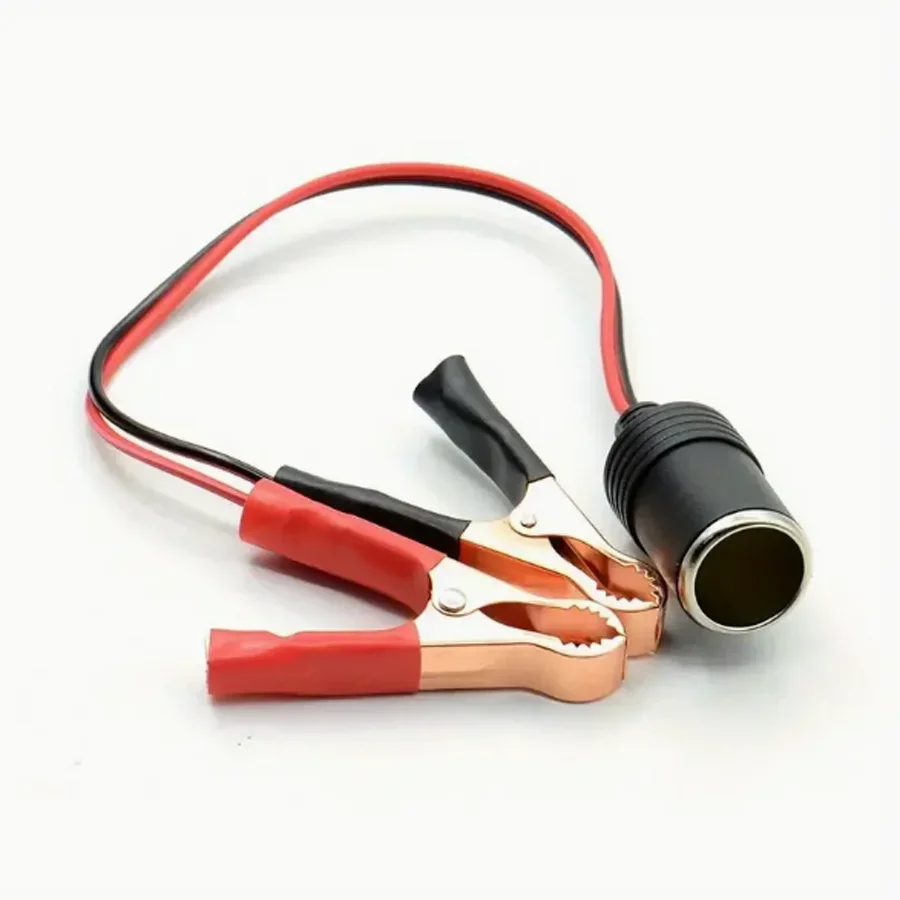Car Battery Terminal Clip-on Cigarette Lighter Female Socket Car High Power Pure Copper Battery with Clip 12V 24V 220W Socket