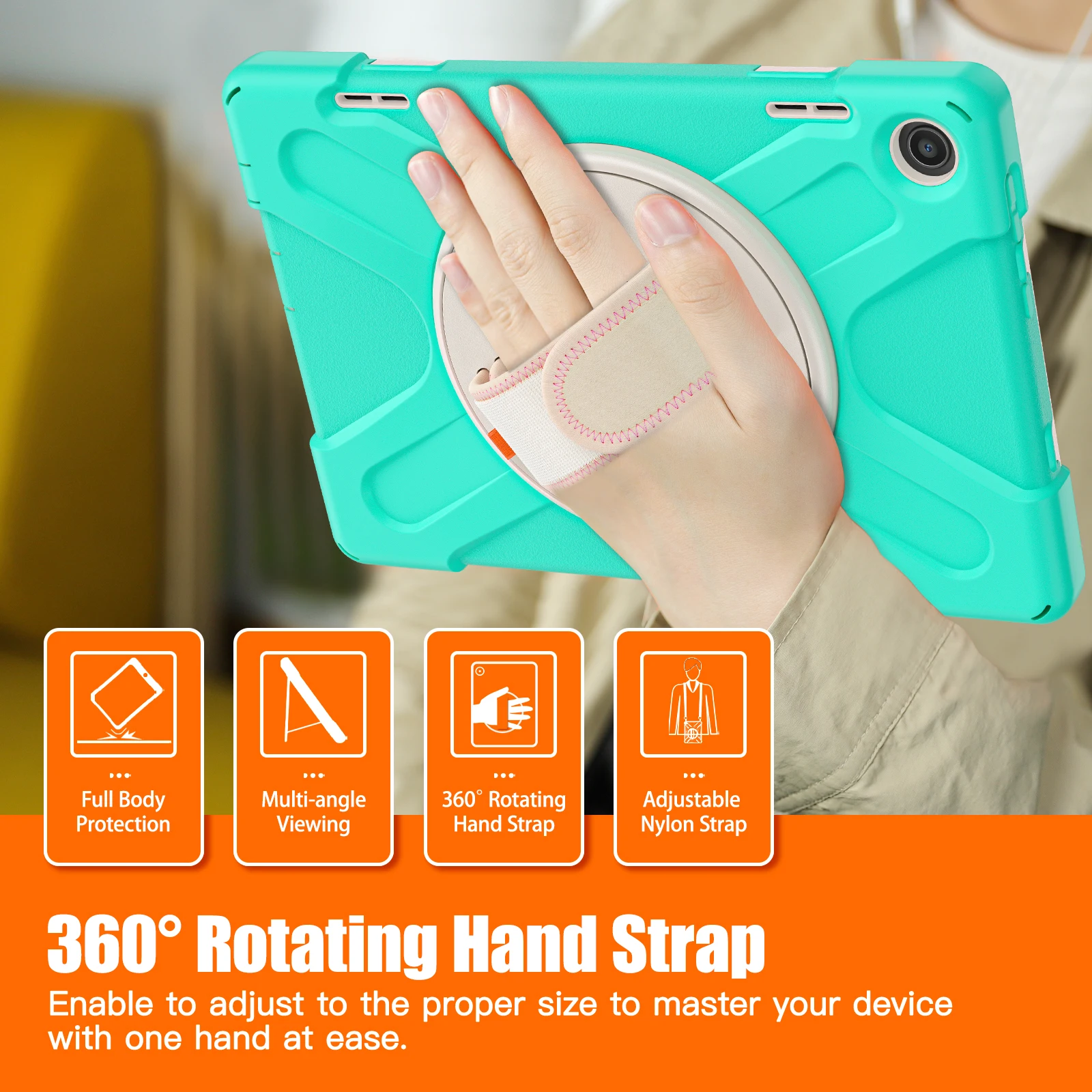 Heavy Duty Case For Lenovo Tab M10 Gen3 (3rd Gen) 2022 10.1 inch TB-328FU 328XU Rotating Rugged Stand Cover With Shoulder Strap