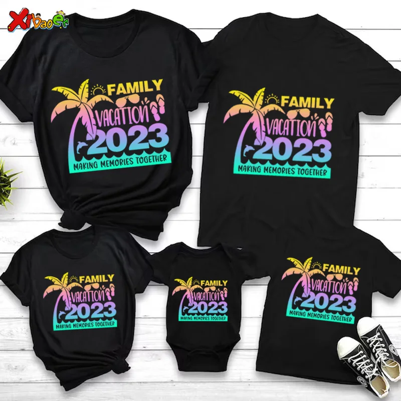 Family Vacation 2023 T-Shirt Customize Shirt Family Matching T Shirt for Birthday Clothes Baby Outfits Personalized Name Onesie