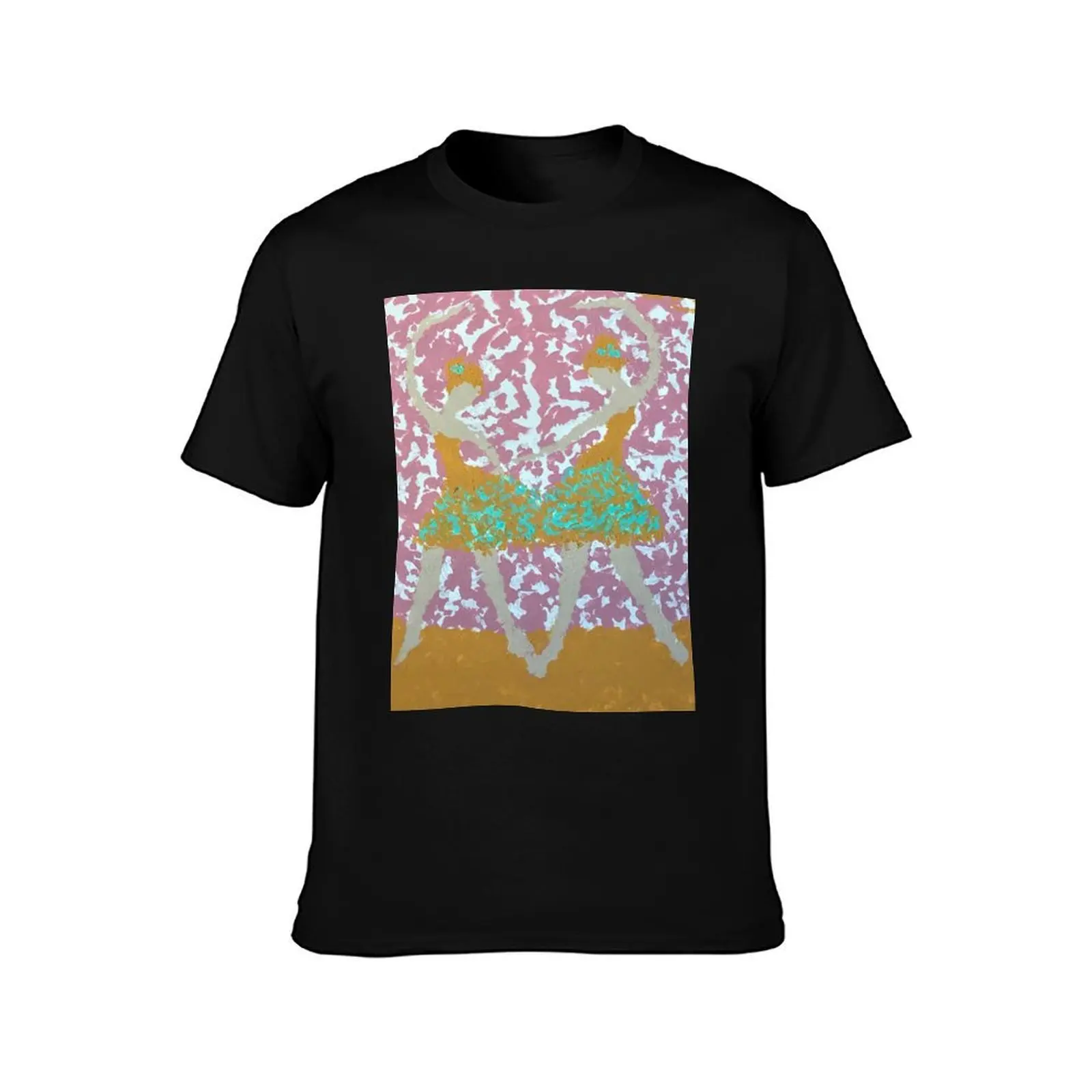 Two Dancers T-Shirt, Summer Casual Cotton Tee, Oversized Streetwear Tops, Vintage Graphic Print, Loose Fit Short Sleeve