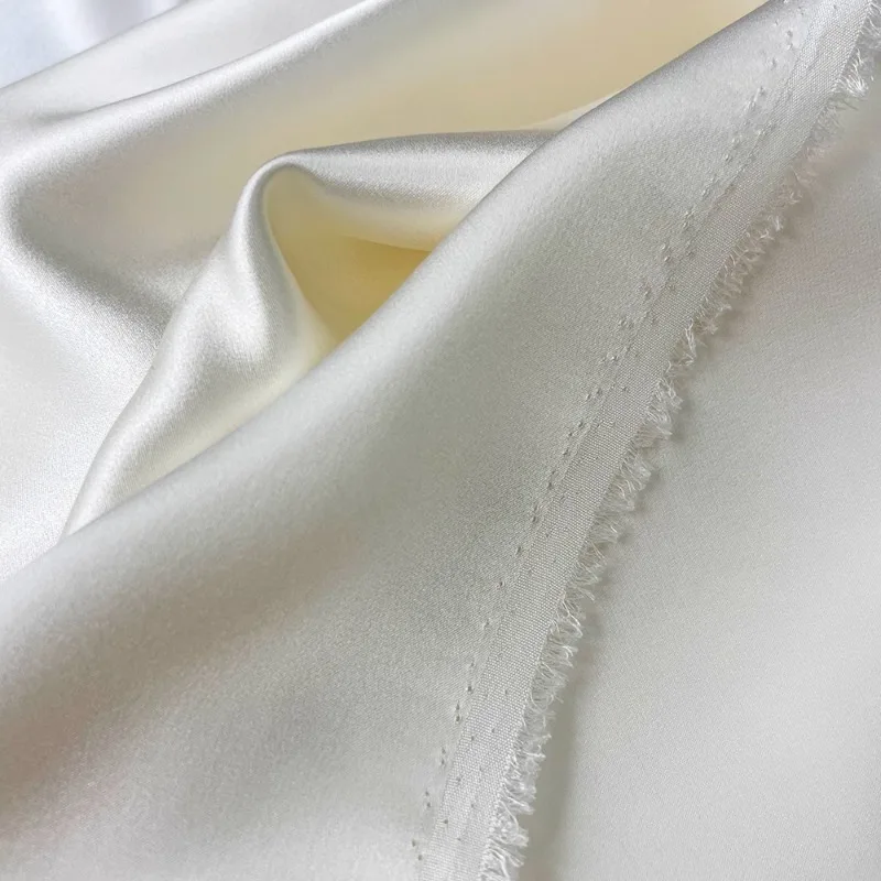 

19 Mmi White Silk Plain Crepe Satin 100% Mulberry Silk Chinese Style Silk High Quality Clothing Fabric Shirt Pants Dress