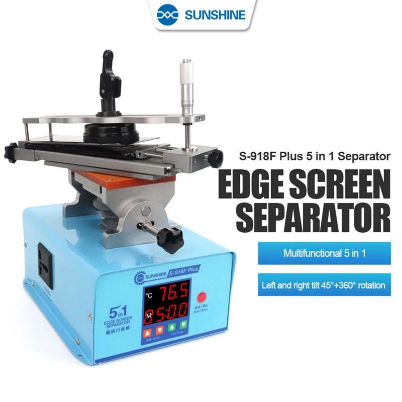 

Sunshine S-918F Plus Edge Screen Separator Multifunctional 5 in 1 Screen Glue Heating Remover Platform Tiltable Frame Separation