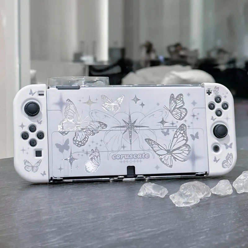 

Защитные чехлы Butterfly для Switch OLED: Прозрачный жесткий чехол для игрового контроллера, версия Endurance, аксессуар