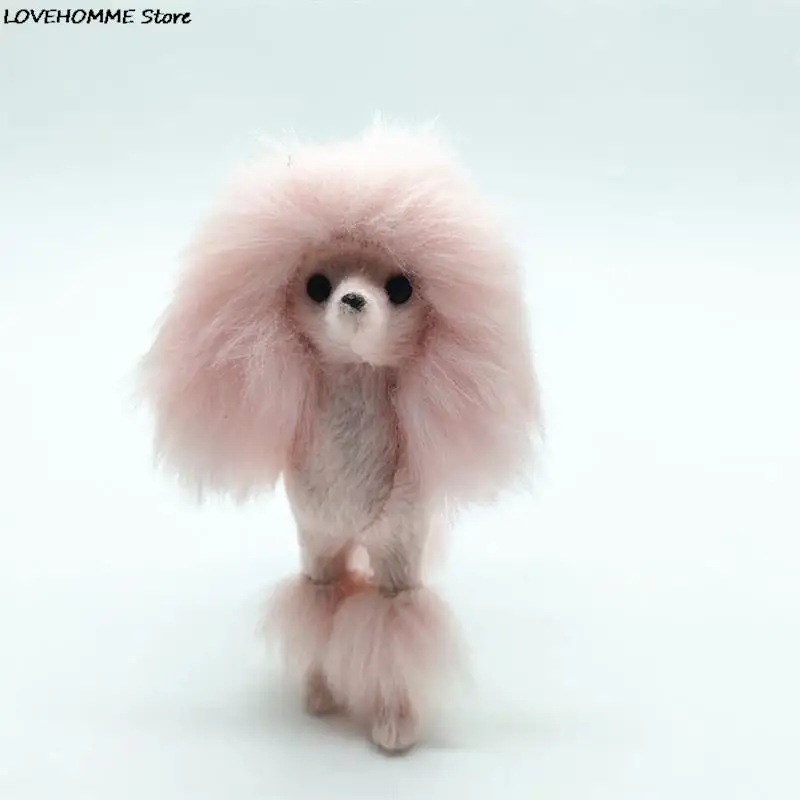 4 Inch Pink Poodle Figure Simulation Dog Plush Toys Gift Crafts  Home Decoration