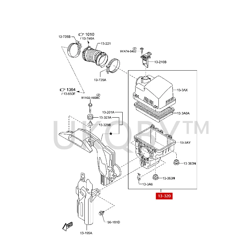 PY3K13320 Suitable for Ma zd a Enclave Atenza Air filter, air grid, air filter housing cover