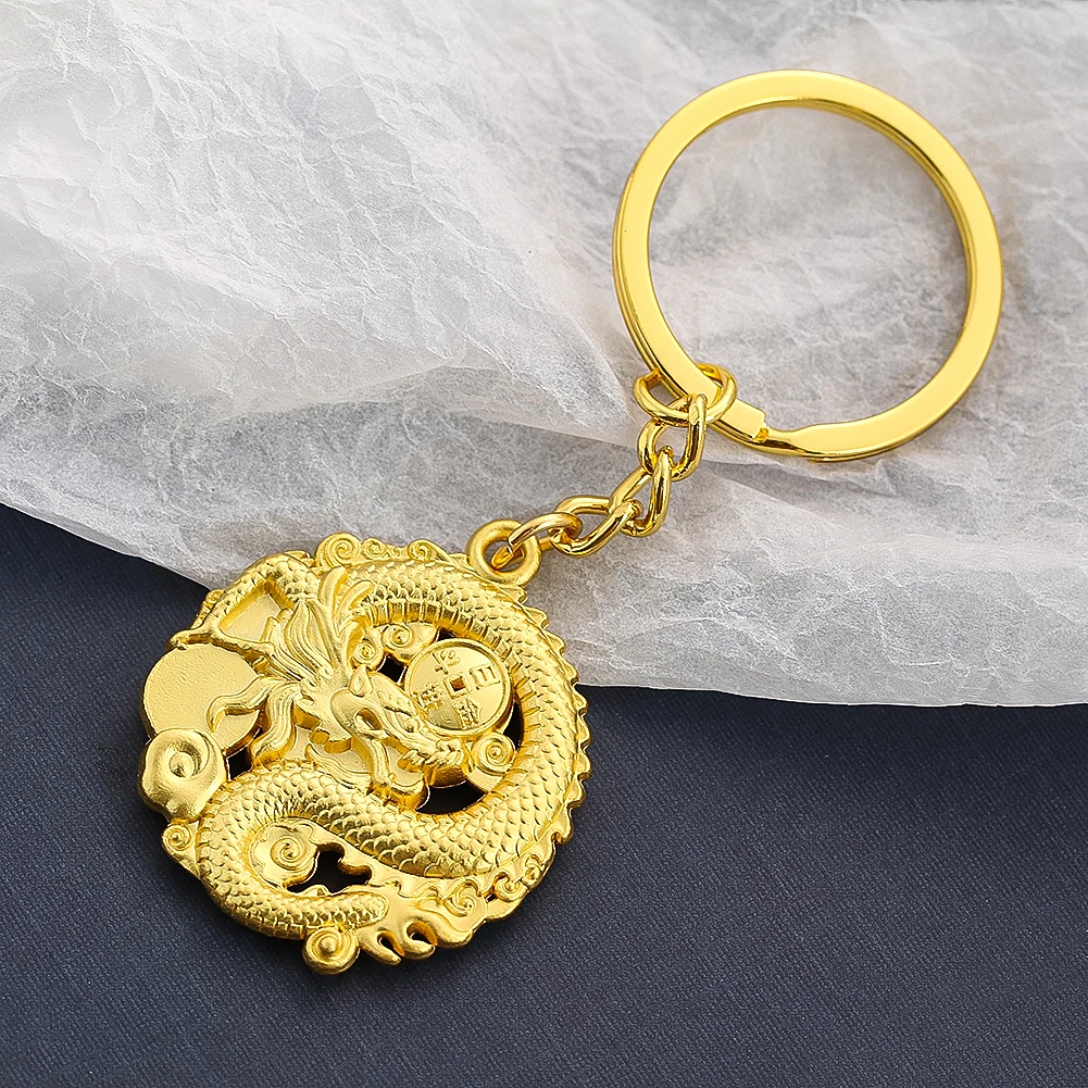 

1PC Metal Dragon Brand Keychain Animal Pendant Men's Car Keychain Ladies Bag Fortune Charm Allegorical Small Gifts