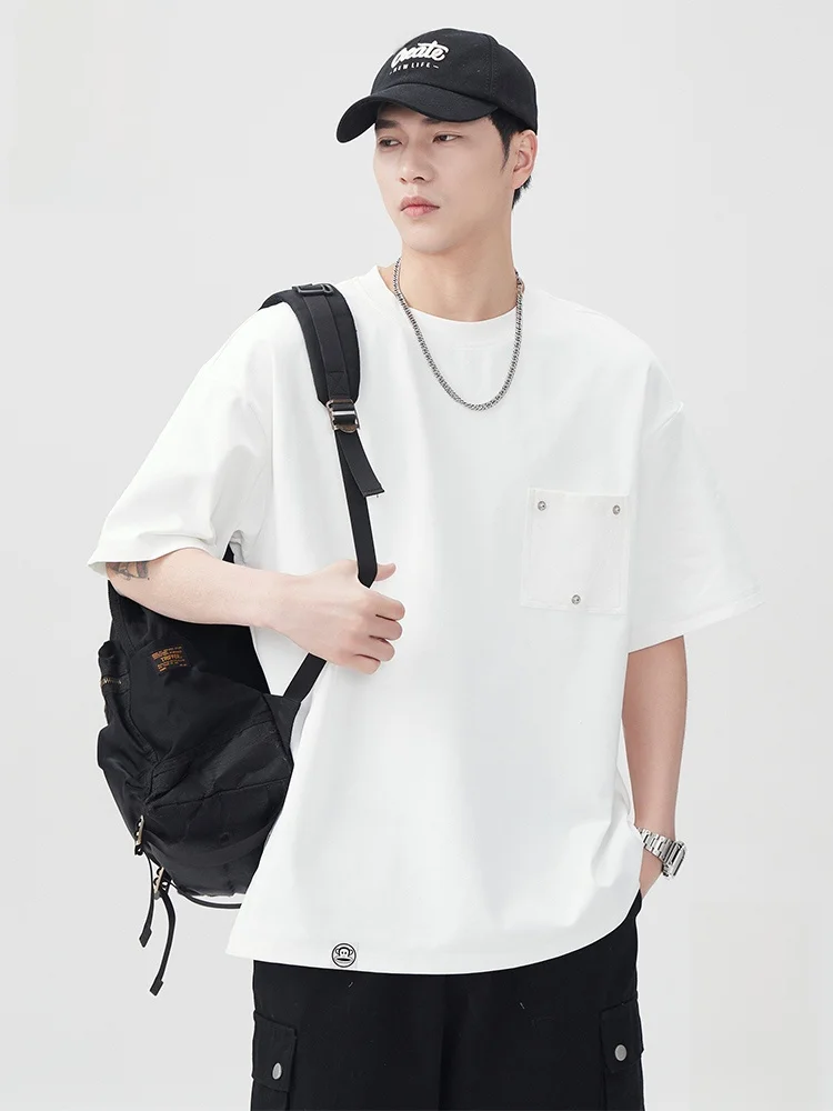 

Мужская футболка Heavyweight с коротким рукавом, повседневная, летняя, новый тренд, брендовый дизайн, свободный крой, круглый вырез, топ