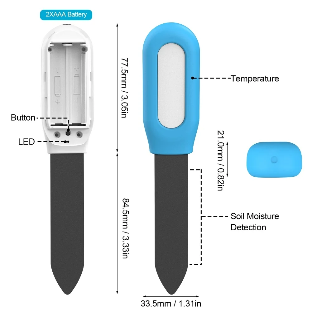 Soil Moisture and Temperature Detector for Garden Plant Care Real Time Measurement with Alarm and Portable Design