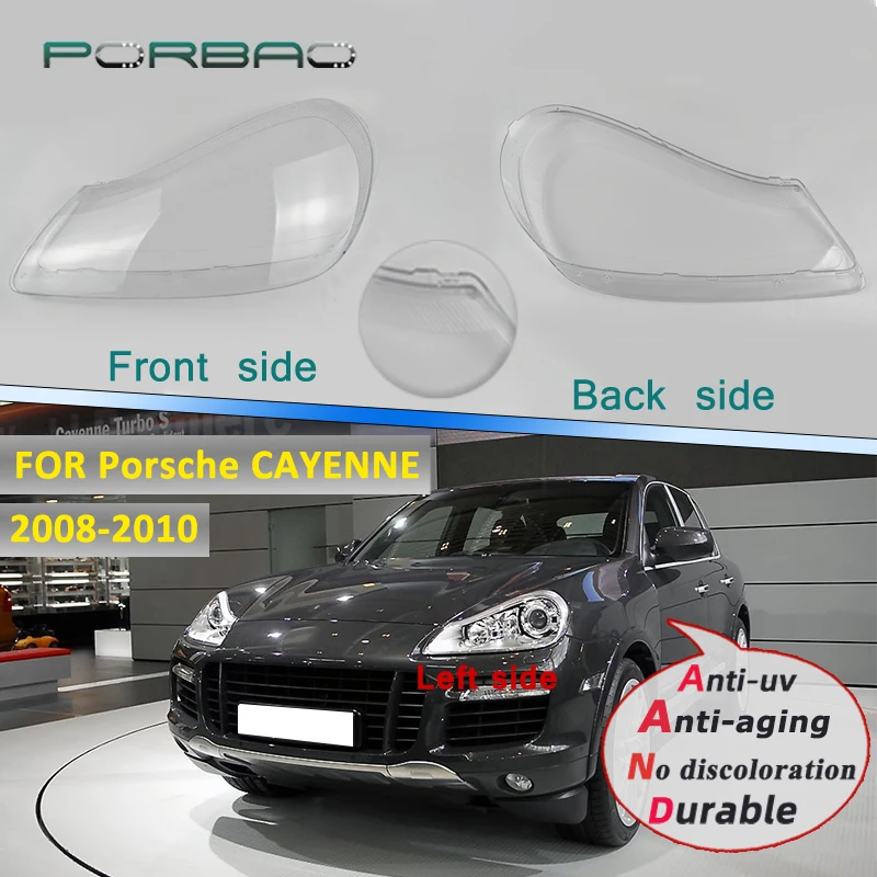 

4Doors Headlight Clear Lens Cover for Porsche Cayenne 2008 2009 2010 Car Headlamp Transparent Shell Replacement DIY