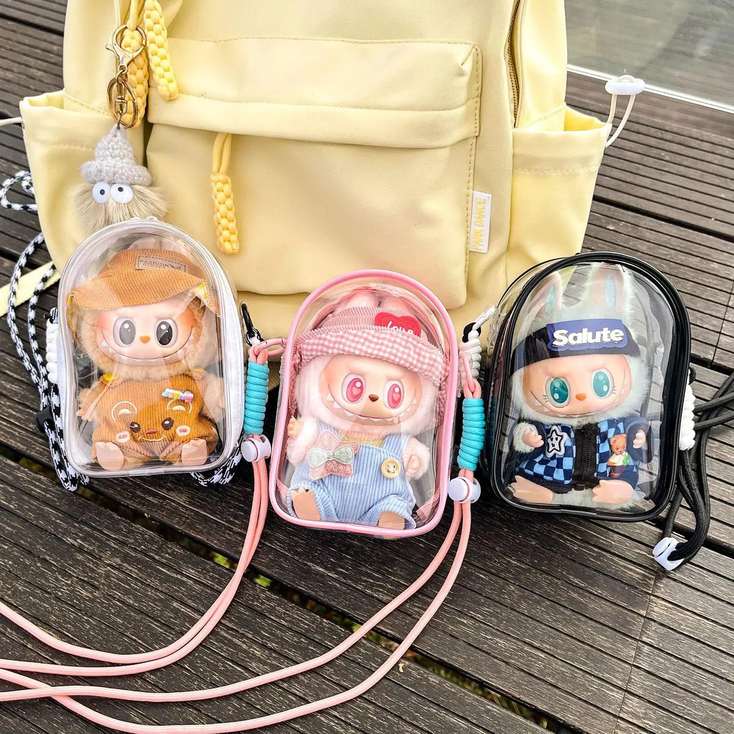

PVC Storage Bag For 15 Cm Cute Doll For Convenient Travel Doll Bag Matching Shoulder Strap Rope Transparent Outdoor Bag