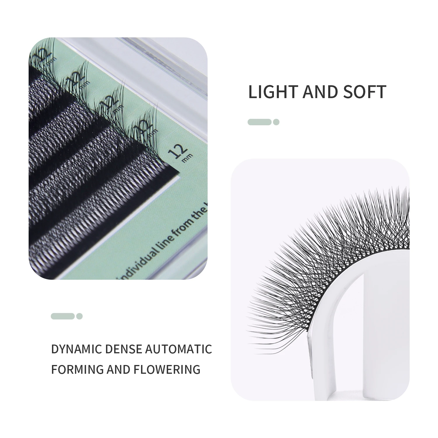 GLAMLASH 8D-W Shaped Eyelash Extension C/D/L/LU/M Premade Volume Fans Clover W Style Lashes False Mink Soft Easy Faning Natural