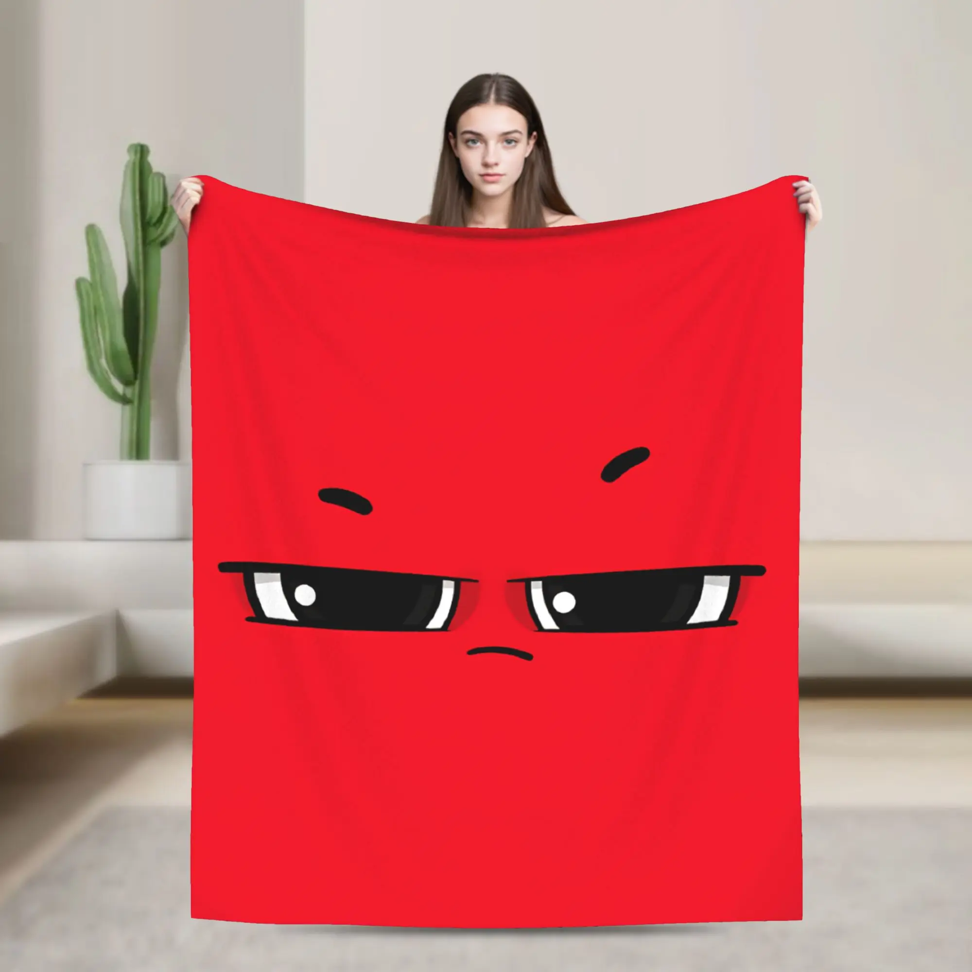 Warm Cozy Throw Blanket Plane Travel An Angry Face And Eyes Funny Meme Blankets  Flannel Bedspread For Bedroom Sofa Bed Cover