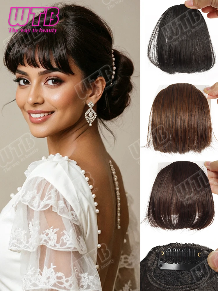 Synthetic Bangs Wig Women BB Clips Clip-In Fringe Hair Extension No Sideburns Straight Front Bangs Daily Holiday & Wedding Wear
