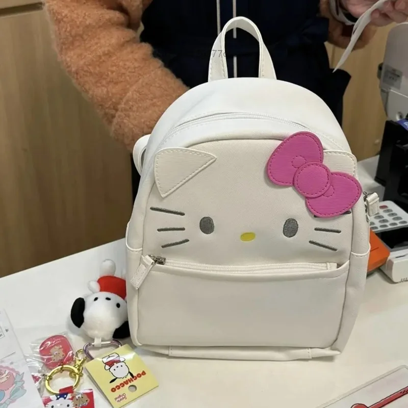 Sanrio Hello Kitty Sweet Girl Heart Small Capacity PU Backpack Cute Cartoon Zipper Mini Backpack Student School Bags for Girls