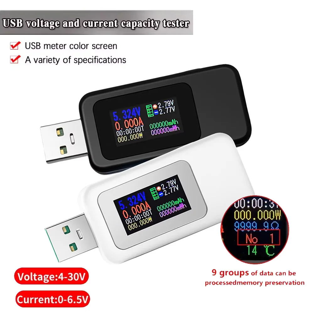 

KWS-MX18L USB-тестер 10 в 1, HD-тестер с цветным экраном, вольтметр постоянного тока, амперметр, детектор напряжения и тока, индикатор зарядного устройства