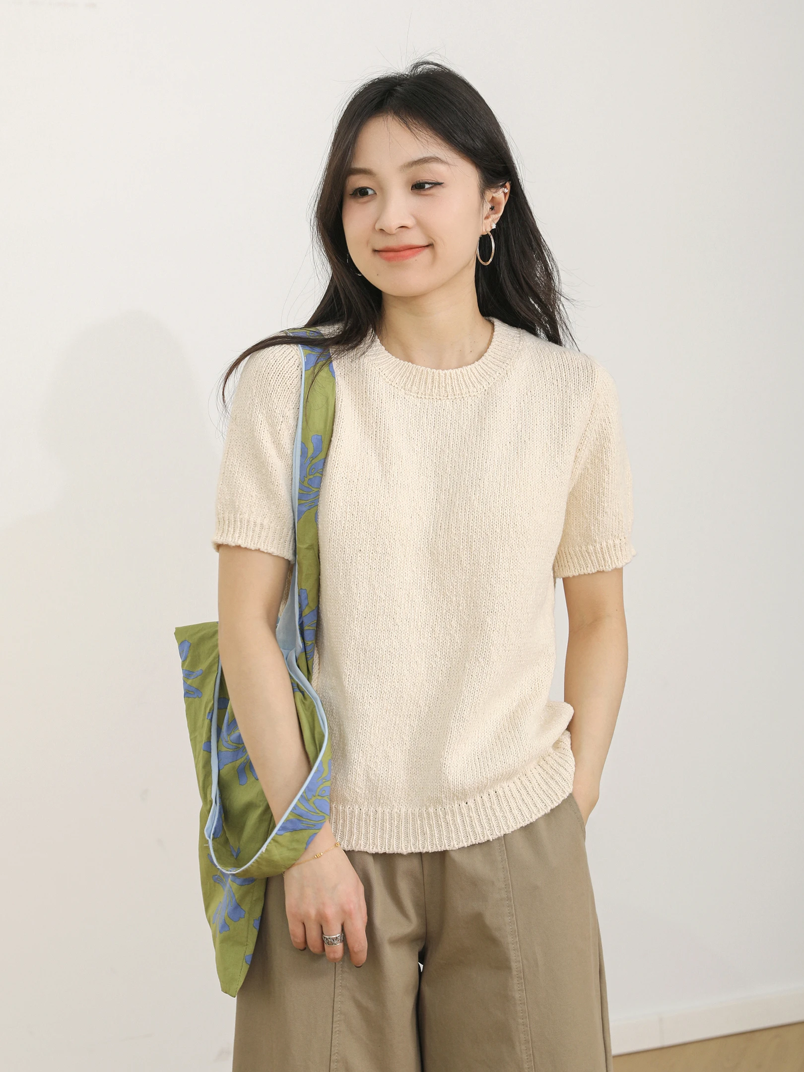 

Simple round Ne Knitted Cotton Sweater ort Sve Base irt Anti-Aging Breathable Polyester Blend Spring 2026 New Arrival