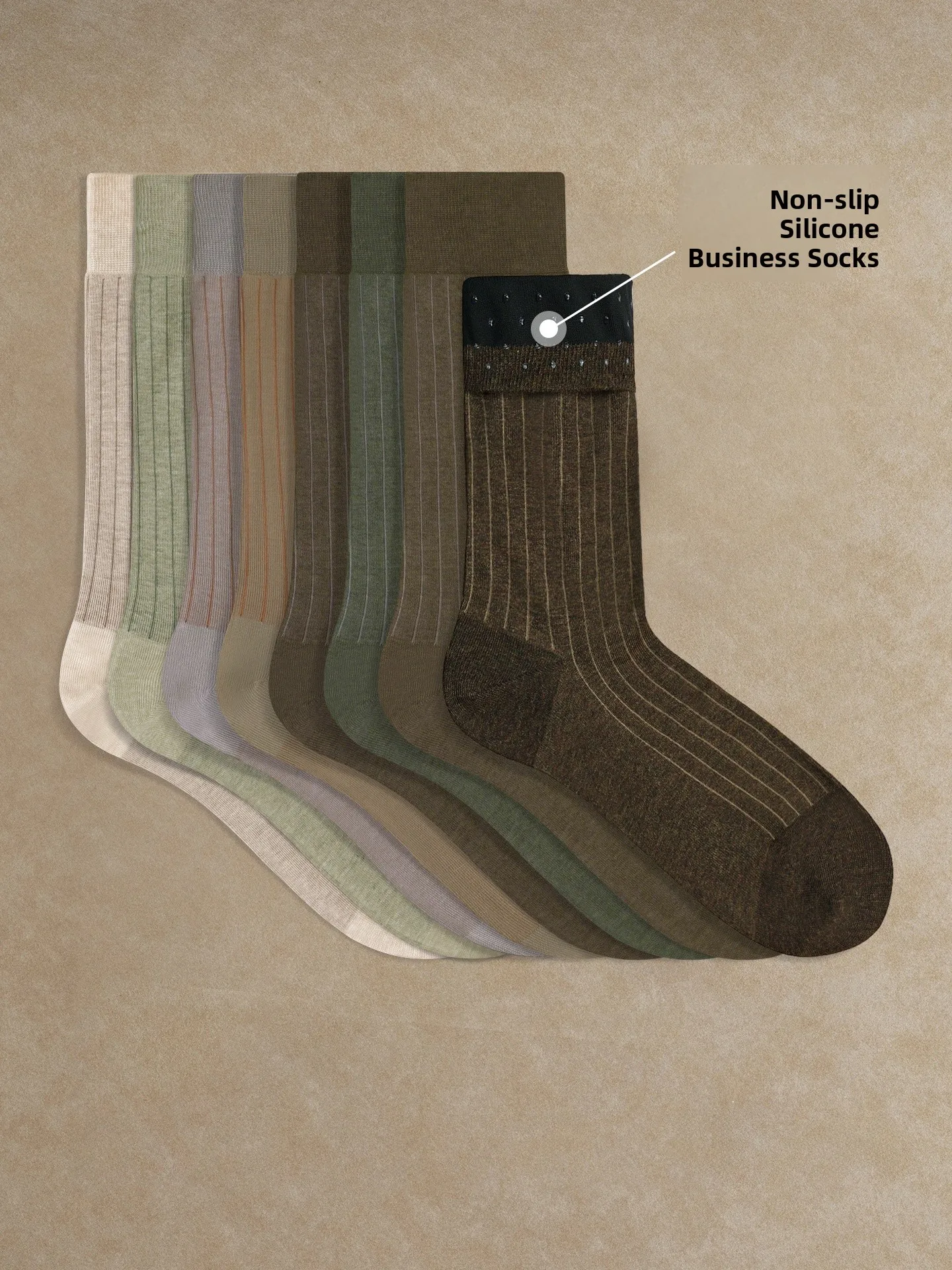 

CULTUM Men's Business Mid-Calf Socks Anti-Slip High Density Silk Cotton Sweat Absorbent Striped Pattern Comfortable Breathable