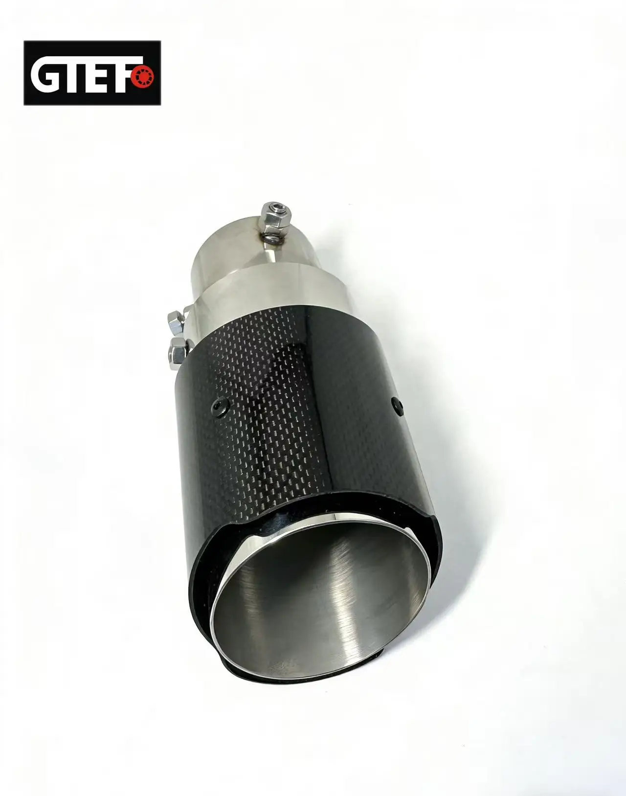 GTEFO One Piece Carbon Fiber Blue Stainless Steel Exhaust Glossy Angle Adjustable Straight Edge Tip