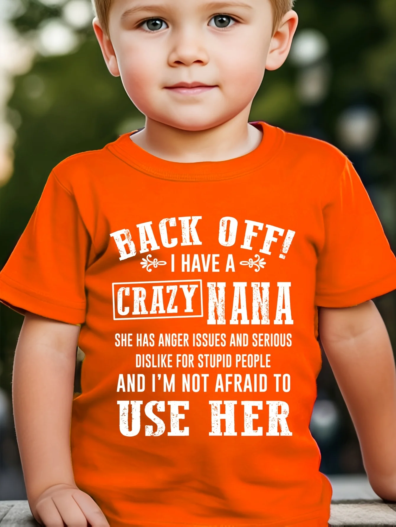 Children's Back Off! I Have A CRAZY NANA Fun Letter Printed Comfortable T-shirt for Daily Outdoor Wearing Parent Child Top