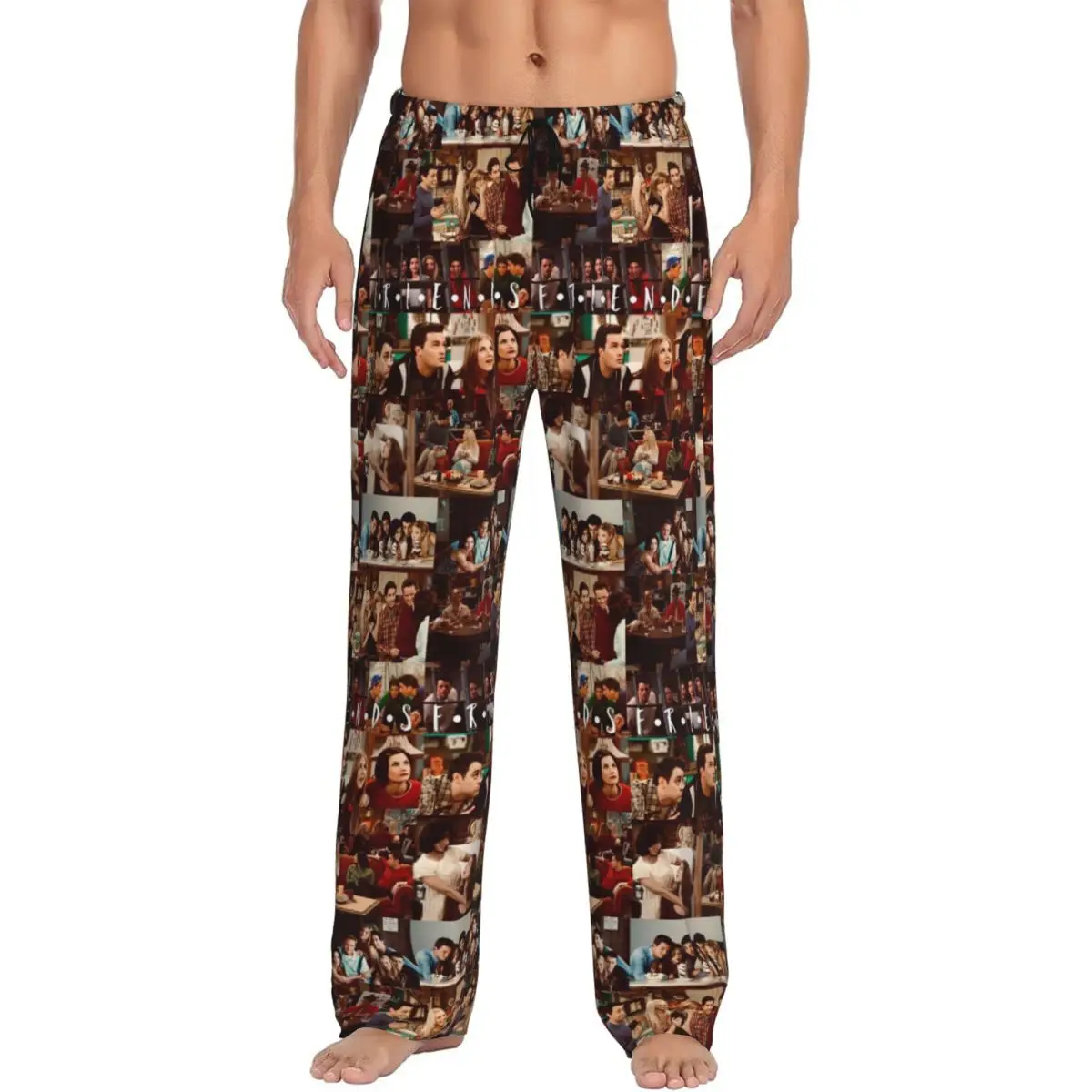 سروال بيجامة مخصص للأصدقاء للرجال مطبوع عليه برنامج Sitcom TV ملابس نوم قيعان مع جيوب #1