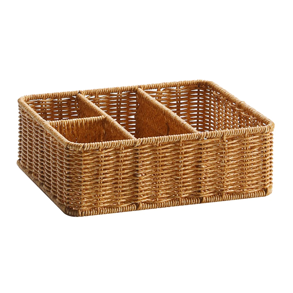 

Woven Storage Basket Cardigan Color Desktop Organizer for Makeup Jewels Sundries Bin Home Supplies Storage Box Household