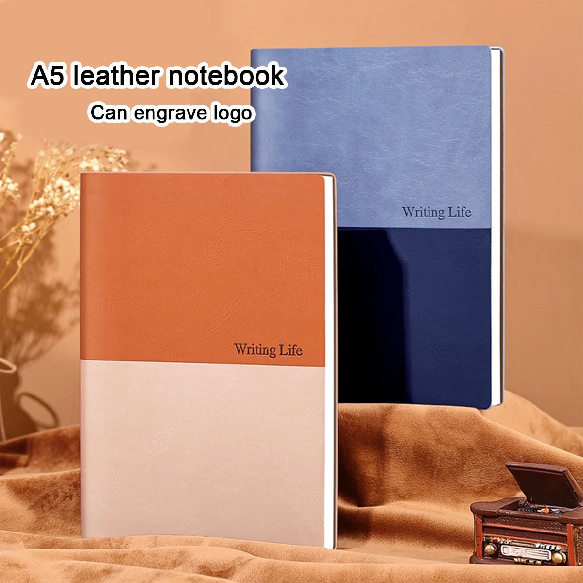 (Can Engrave Logo) A5 Soft Leather Student Notebook, Diary, Work Notepad, Business Meeting Record Book, Subject Notes, Handbook